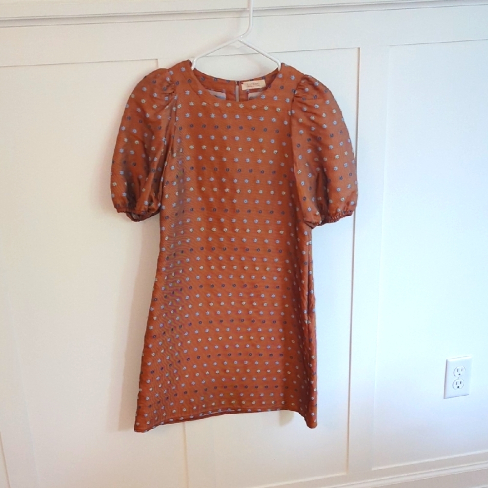 Lazzari Brown Embroidered Shift Dress